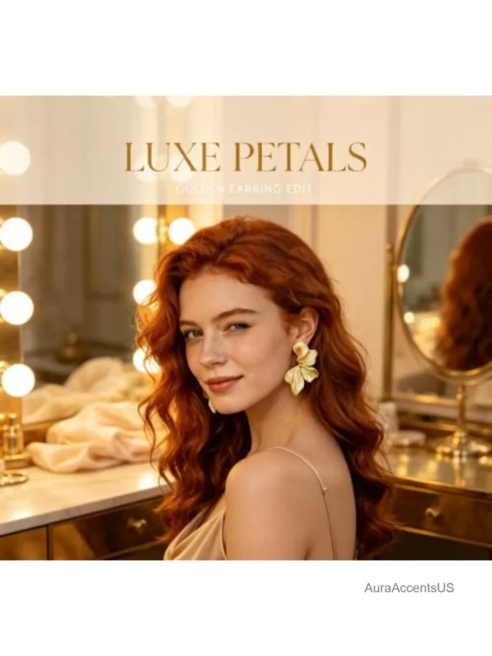 18K Gold Plated Flower Dangle Earrings Women Hypoallergenic Statement Jewelry